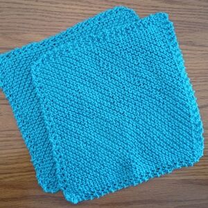 Handmade Blue Knit Dishcloths